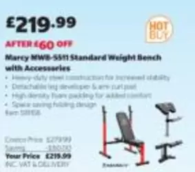 Bench - Marcy MWB-5511 Standard Weight with Accessories