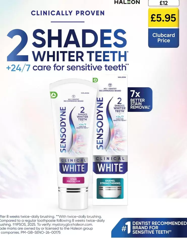 Sensodyne - 2 Shades Whiter Teeth +24/7 Care for Sensitive Teeth