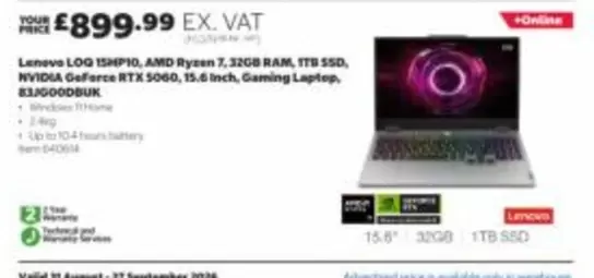 Lenovo - LOG 15HIP10, AMD Ryzen 7, 32GB RAM, 1TB SSD, NVIDIA GeForce RTX 3060, 15.6 Inch, Gaming Laptop, 83JG000BUK