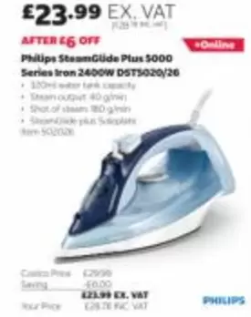 Philips - SteamGlide Plus 5000 Series Iron 2400W DST5020/26