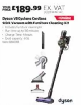 Dyson - V8 Cyclone Cordless Stick Vacuum with Furniture Cleaning Kit