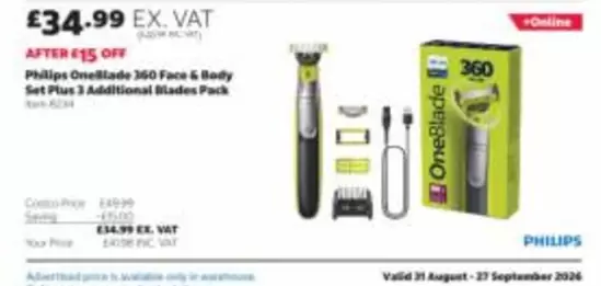 Philips - OneBlade 360 Face & Body Set Plus 3 Additional Blades Pack