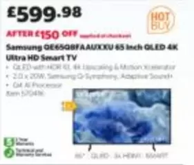 samsung - QE65Q80BFAAUXXU 65 Inch OLED 4K Ultra HD Smart TV