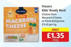 Kids' Ready Meal Macaroni Cheese or Pasta Bolognese