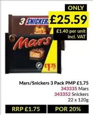 Mars - /Snickers 3 Pack PMP