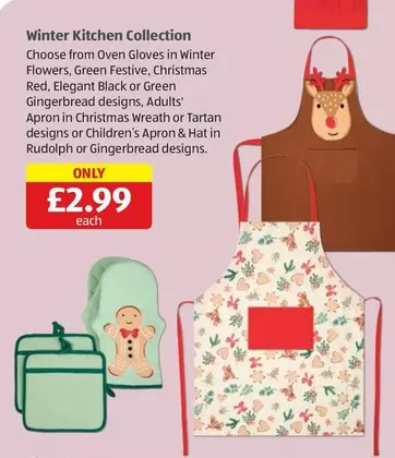 Winter Kitchen Collection Oven Gloves, Apron & Hat