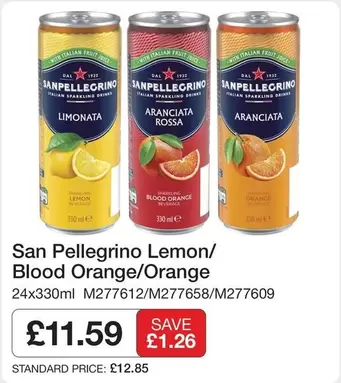 San Pellegrino - Lemon/Blood Orange/Orange 24x330ml M277612/M277658/M277609