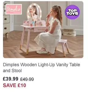 Dimples Wooden Light-Up Vanity Table and Stool