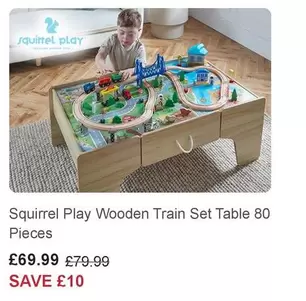 Wooden Train Set Table 80 Pieces