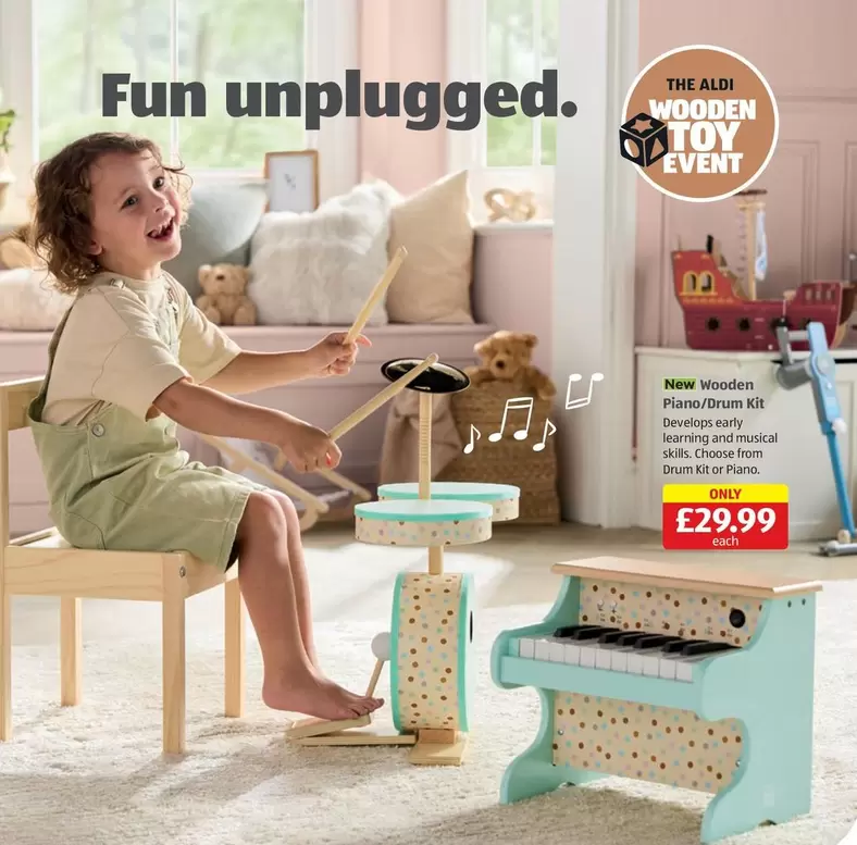 Wooden Piano & Drum Kit