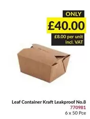 Kraft - Leaf Container Leakproof No.8 770981
