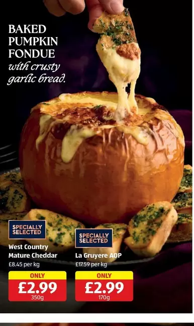 BAKED PUMPKIN FONDUE with crusty garlic bread