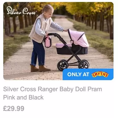 silver cross - Ranger Baby Doll Pram Pink and Black