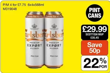 Carlsberg - Pilsner Pint Cans