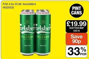 Carlsberg - Pilsner 6x4x568ml M3203332