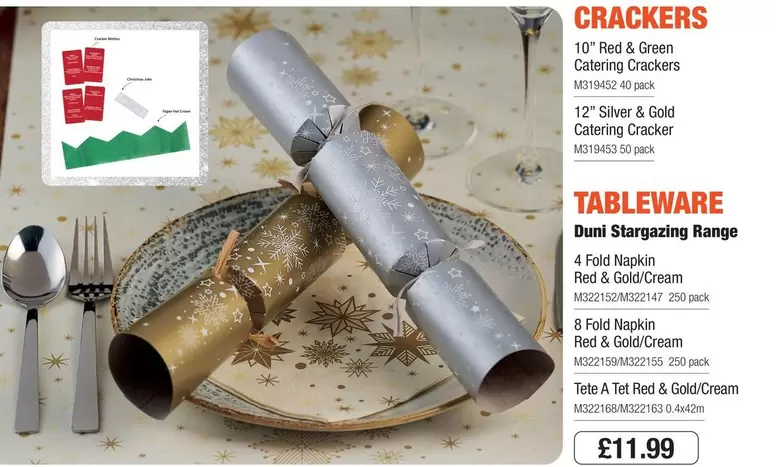 Crown - 10" Red & Green Catering Crackers, 12" Silver & Gold Catering Cracker