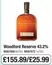 Woodford Reserve 43.2% M087869 6x70cl M087872 1x70cl