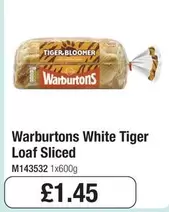 Warburtons - White Tiger Loaf Sliced M143532 1x600g
