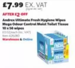Andrex - Ultimate Fresh Hygiene Wipes Mega Odour Control Moist Toilet Tissue 10 x 56 wipes