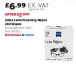 Lens Cleaning Wipes 250 Wipes