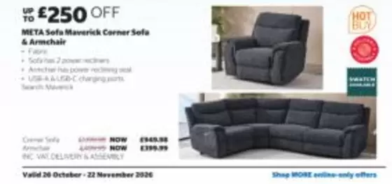 META Sofa Maverick Corner Sofa & Armchair