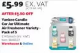 Yankee - Car Jar Ultimate Air Freshener Variety - Pack of 5