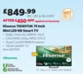 Hisense - 75EBSTUK 75 Inch Mini LED HD Smart TV