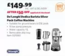 Silver - Dedica Barista Pack Coffee Machine Item 121050