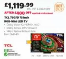 75Q707D 75 Inch RGB-Mini LED TV