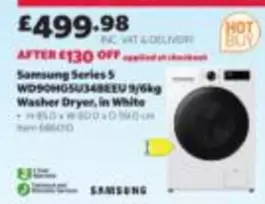 samsung - WD90HGU348EEU 9/6kg Washer Dryer, in White