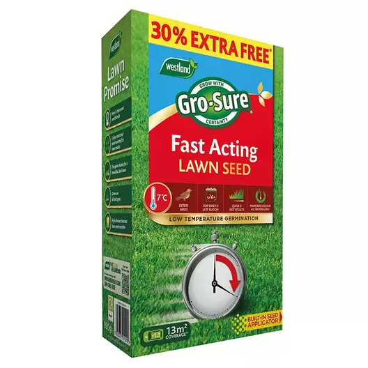 Gro-sure Fast Acting Lawn Seed 10m2 Extra Free