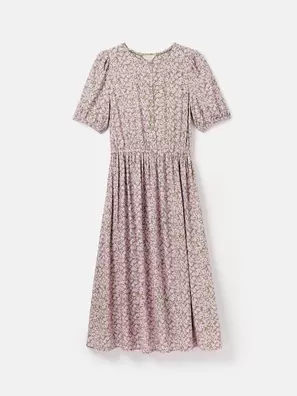 Joules Adele Floral Button Down Midi Dress With Slit