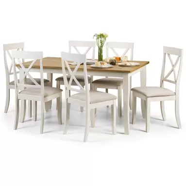 Davenport 6 Seater Rectangular Dining Table with 6 Chairs, Off White