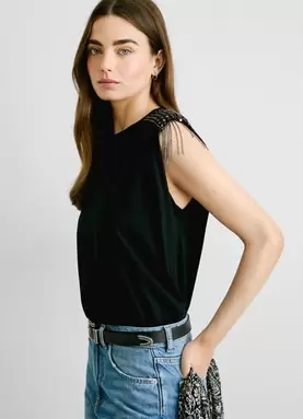 STRASS SHOULDER T-SHIRT