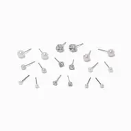 Pink & White Crystal & Pearl Coquette Stud Earrings - 9 Pack