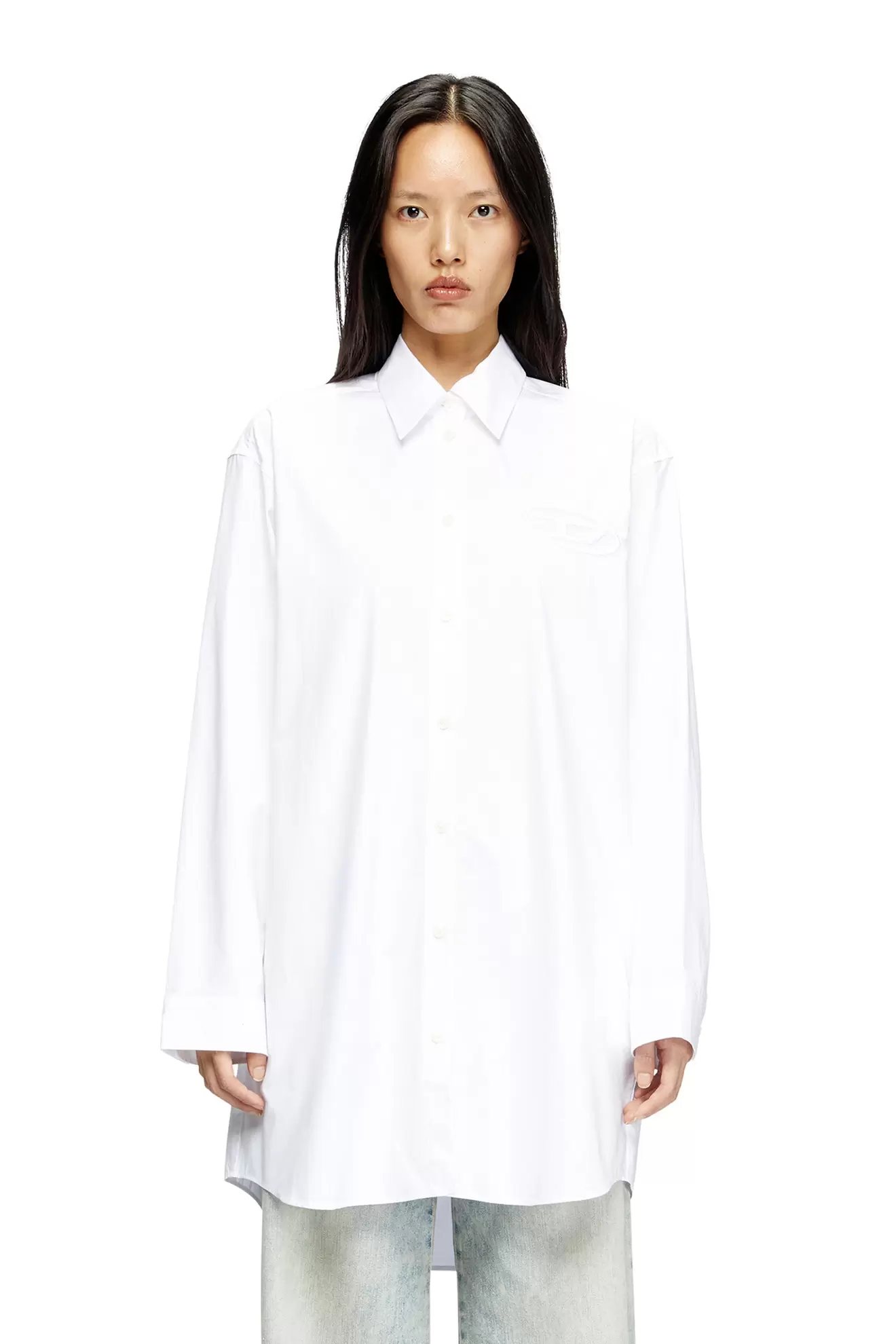 Short shirt dress with embroidered logo