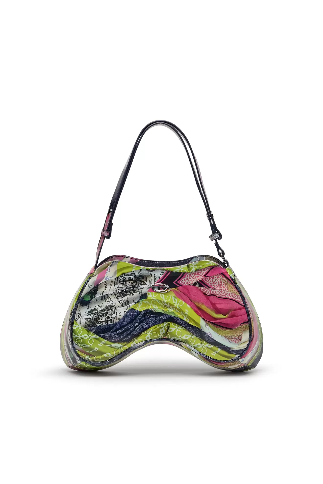 Play-Glossy shoulder bag with print