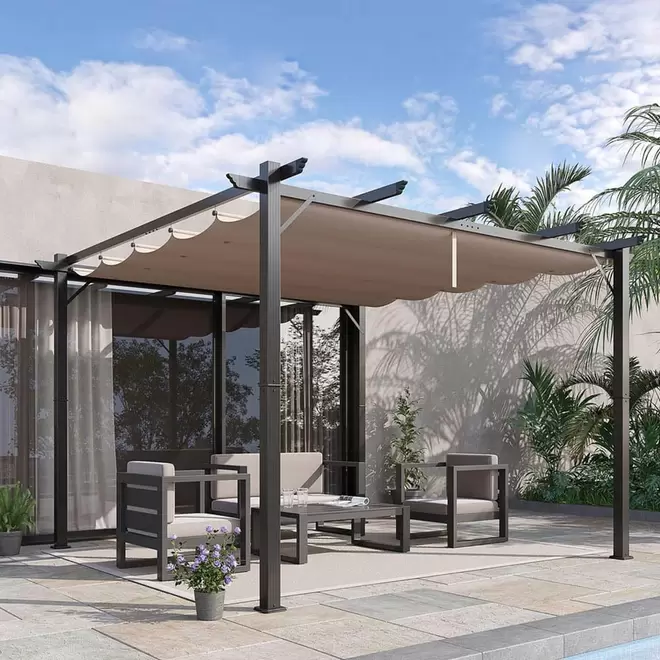 Outsunny 3 x 3m Brown Aluminium Pergola