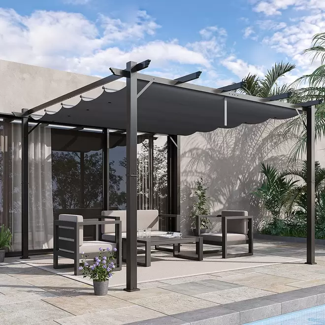 Outsunny Grey Aluminium Frame Pergola 3 x 3m