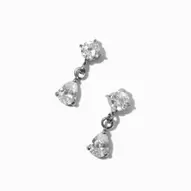 C LUXE by Claire's Silver-tone Titanium Cubic Zirconia Flat Back Drop Earrings