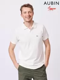 Aubin Marcel Pique 100% Cotton White Polo Shirt