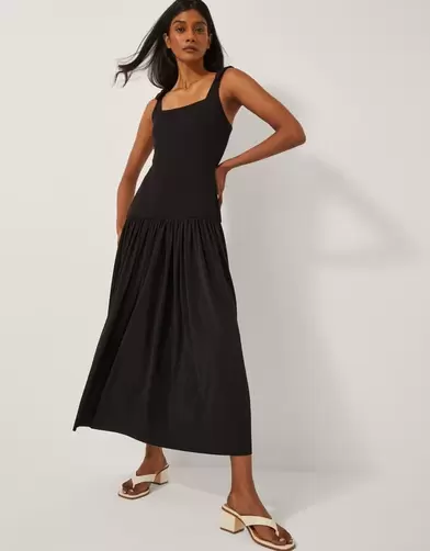 Dolly Drop Waist Midi Dress Black