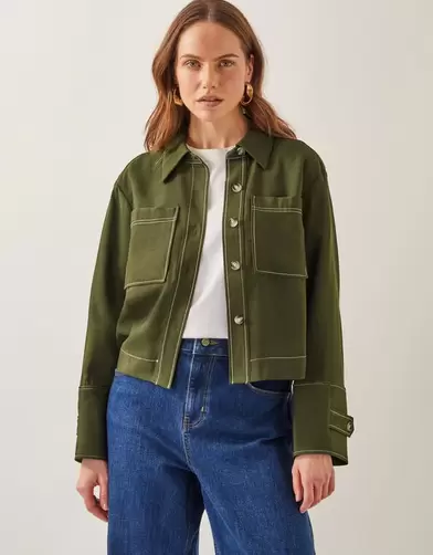 Katya Contrast Cargo Shirt Green