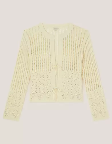 Cropped Knit Cardigan Ivory