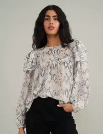 Snake Print Ruffle Top