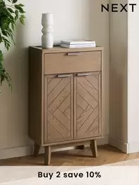 Natural Tetbury Solid Oak and Veneer Space Saving Small Slim Sideboard