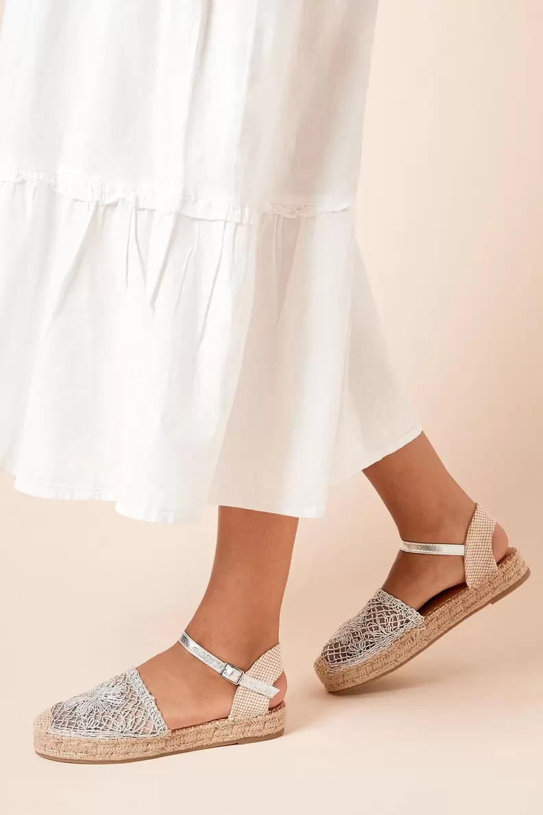 Laura Embroidered Closed Toe Flat Espadrille Shoes