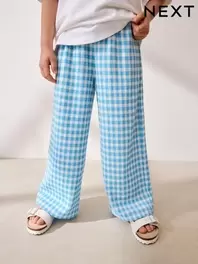 Blue Gingahm Wide Leg Trousers (3-16yrs)
