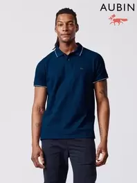 Aubin Blue 100% Cotton Percy Tipped Polo Shirt