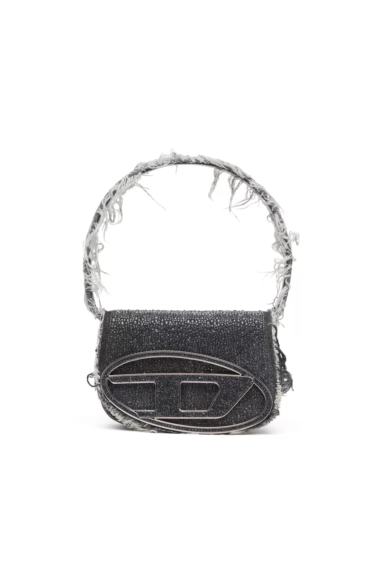 1DR-Iconic shoulder bag in denim and crystals